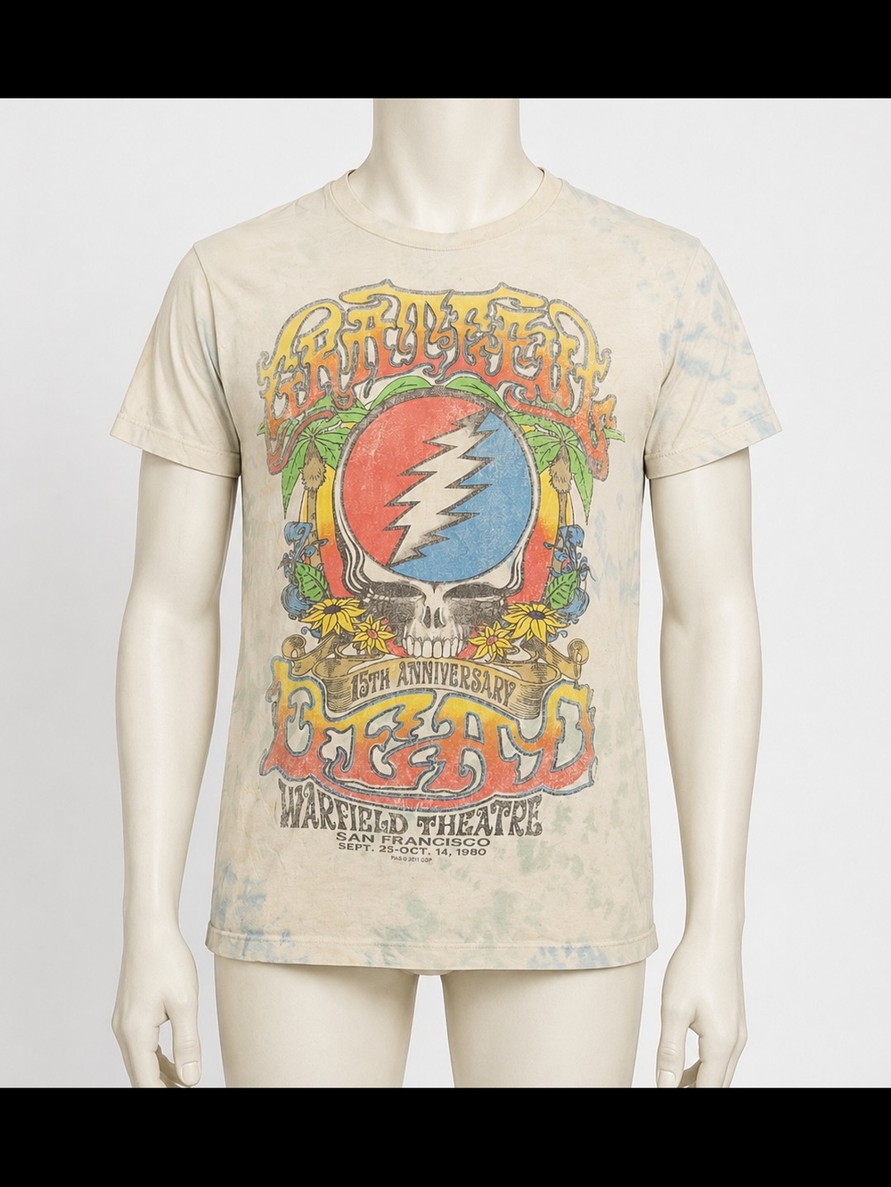 Grateful Dead Beige Tie-Dye 15th Anniversary Graphic Tee
